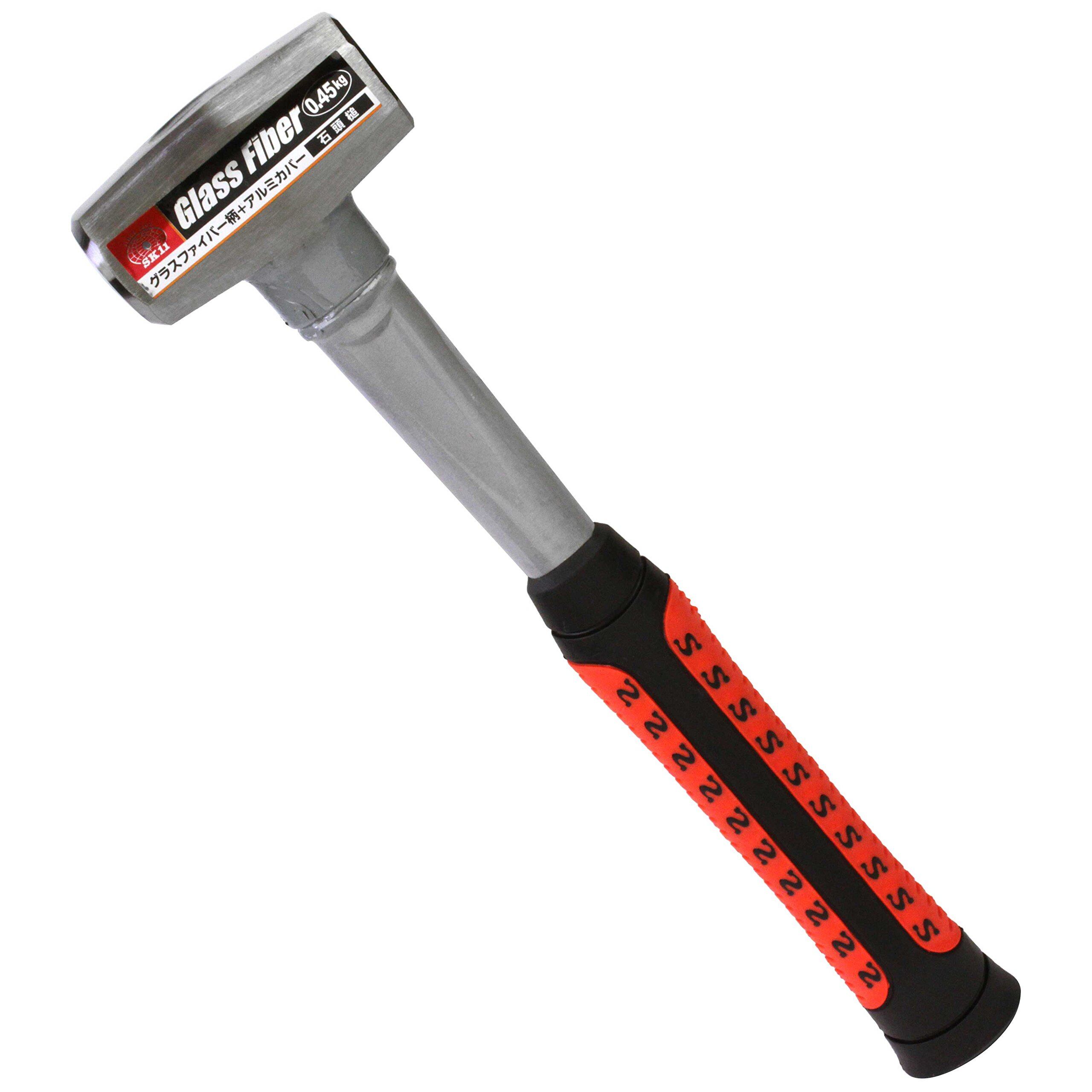 【在庫処分】SK11(エスケー11) ファイバーグラス柄 石頭槌 石頭ハンマー ゴムグリップ 0.45kg