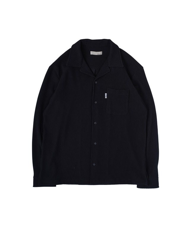 【#Re:room】STRETCH PLEATS OPEN COLLAR LONG SLEEVE SHIRTS［RES090］