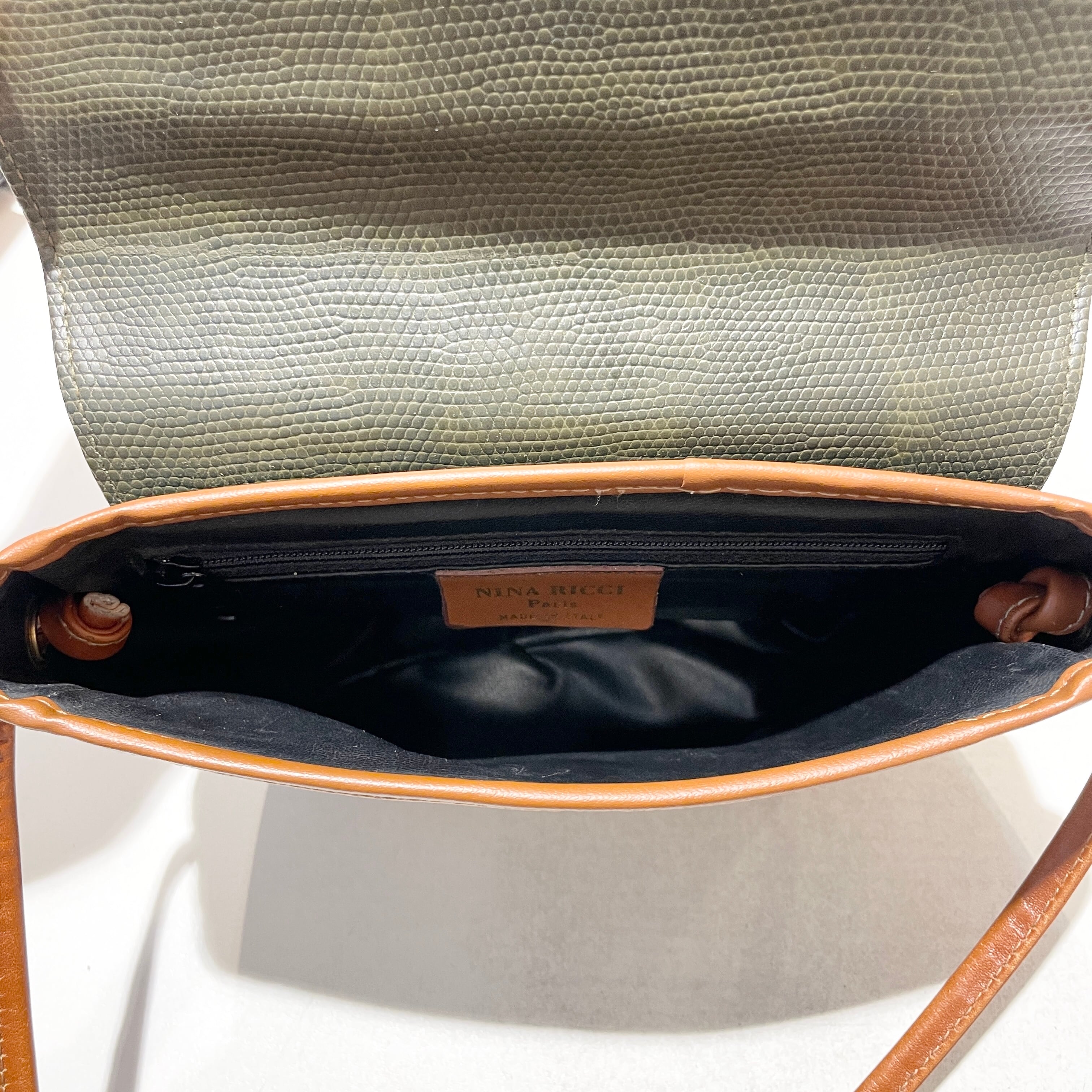 NINA RICCI/shoulder bag/leather/brown/khaki/ニナリッチ NINA RICCI/shoulder bag/leather/brown/khaki/ニナリッチ