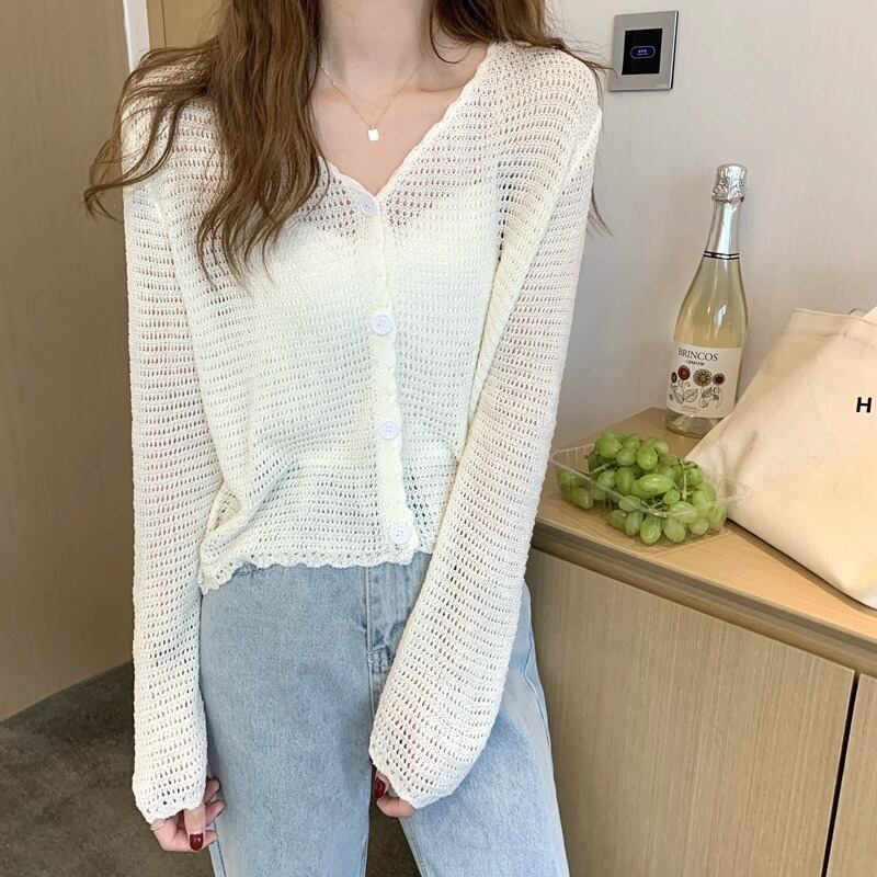 ニットセーター サマー薄手トップス カーディガンジャケット ブラウス ロング 夏物 1号婦人98238947763