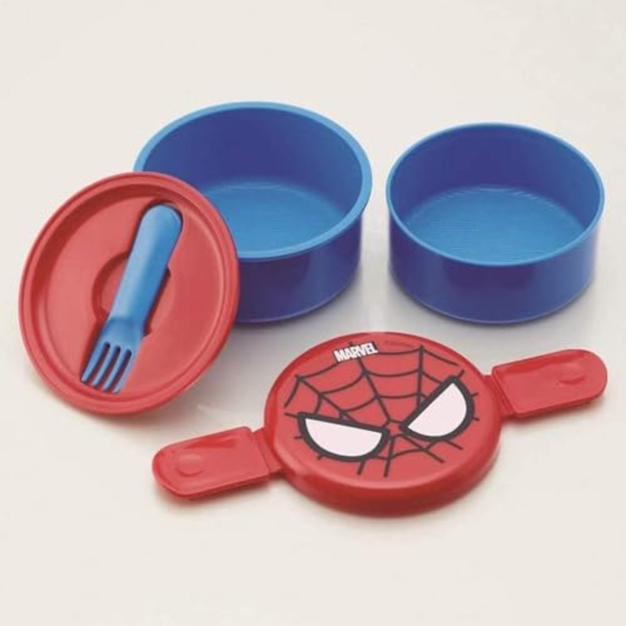 スケーター(Skater) 丸型 ランチボックス 500ml 弁当箱 フォーク付 2段 日本製 スパイダーマン ONWR1-A