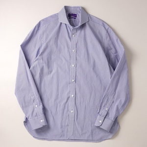 【未使用】Ralph Lauren Purple Label special cotton stripe shirt made in Italy mint condition / ラルフローレン パープルレーベル スペシャル コットン ストライプ シャツ ブルー イタリア製 サイズ16H 実寸L~XL 長袖 ビッグサイズ 定価約10万円 デッドストック