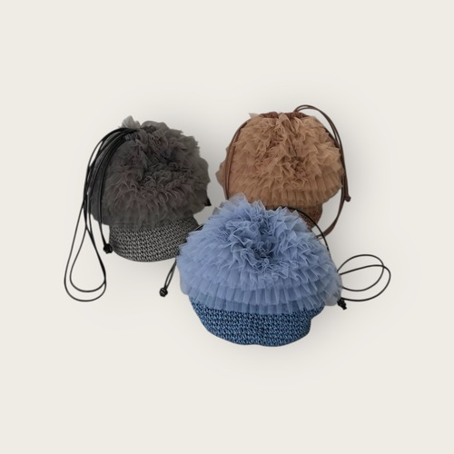 tulle straw bag ... 5color