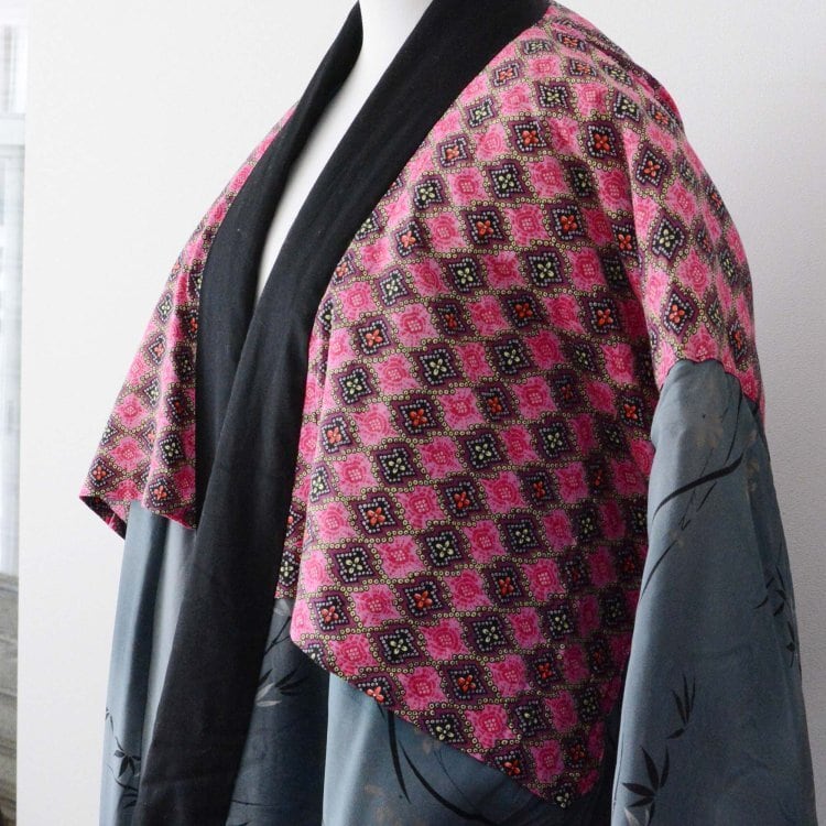 【ルネートル】丹前 褞袍 防寒 上着 長着 茶色 半纏 綿入り 花柄 暖か 総柄 男性 女性 レトロ 肩身丈145 裄丈63 ★同梱可★ 9045