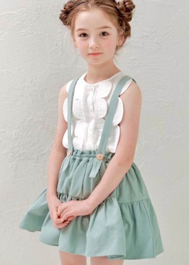 スカラップ切替ノースリーブブラウス〈White〉