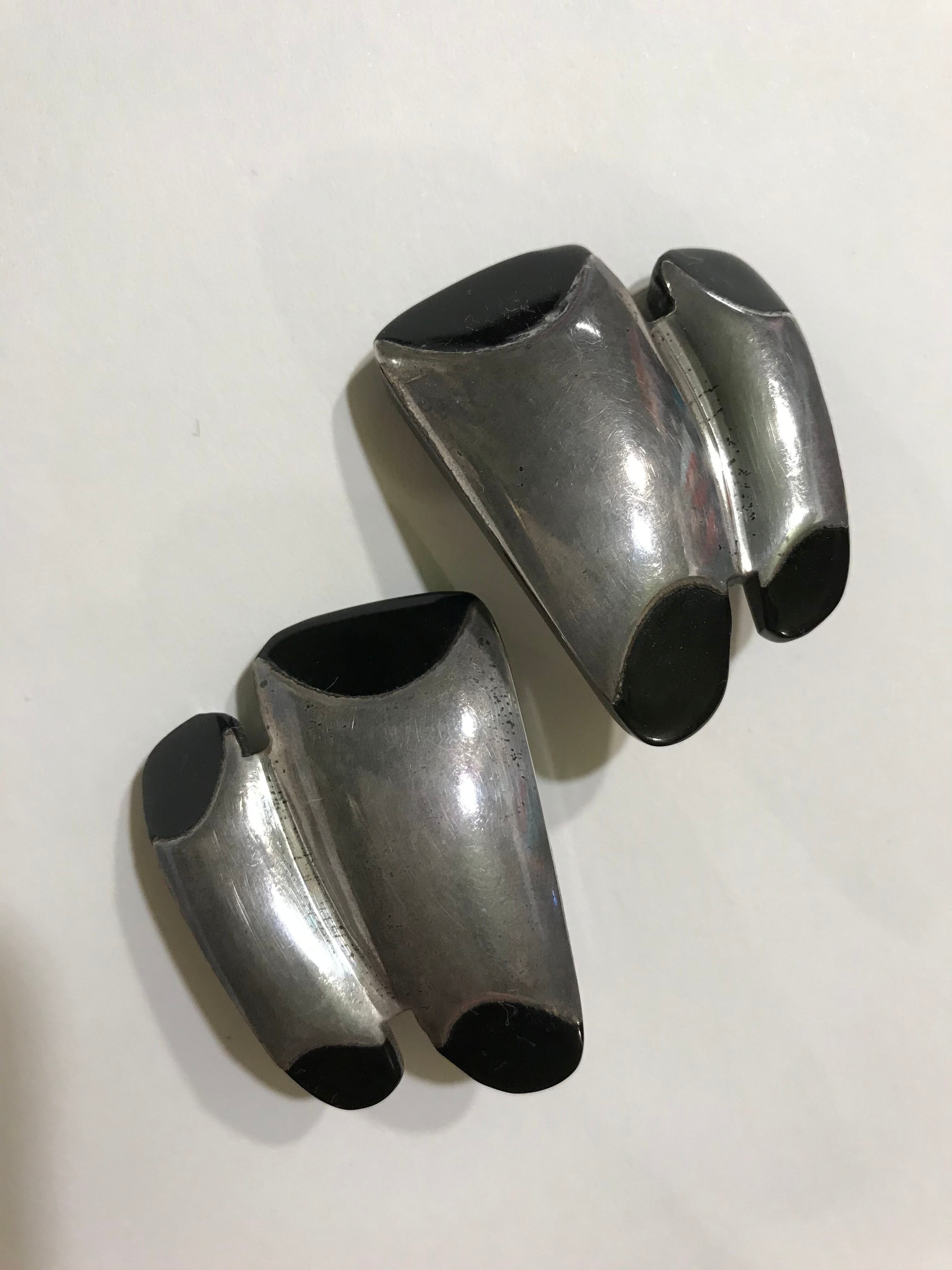 Vintage silver × black earrings ( ヴィンテージ シルバー × ブラック イヤリング )
