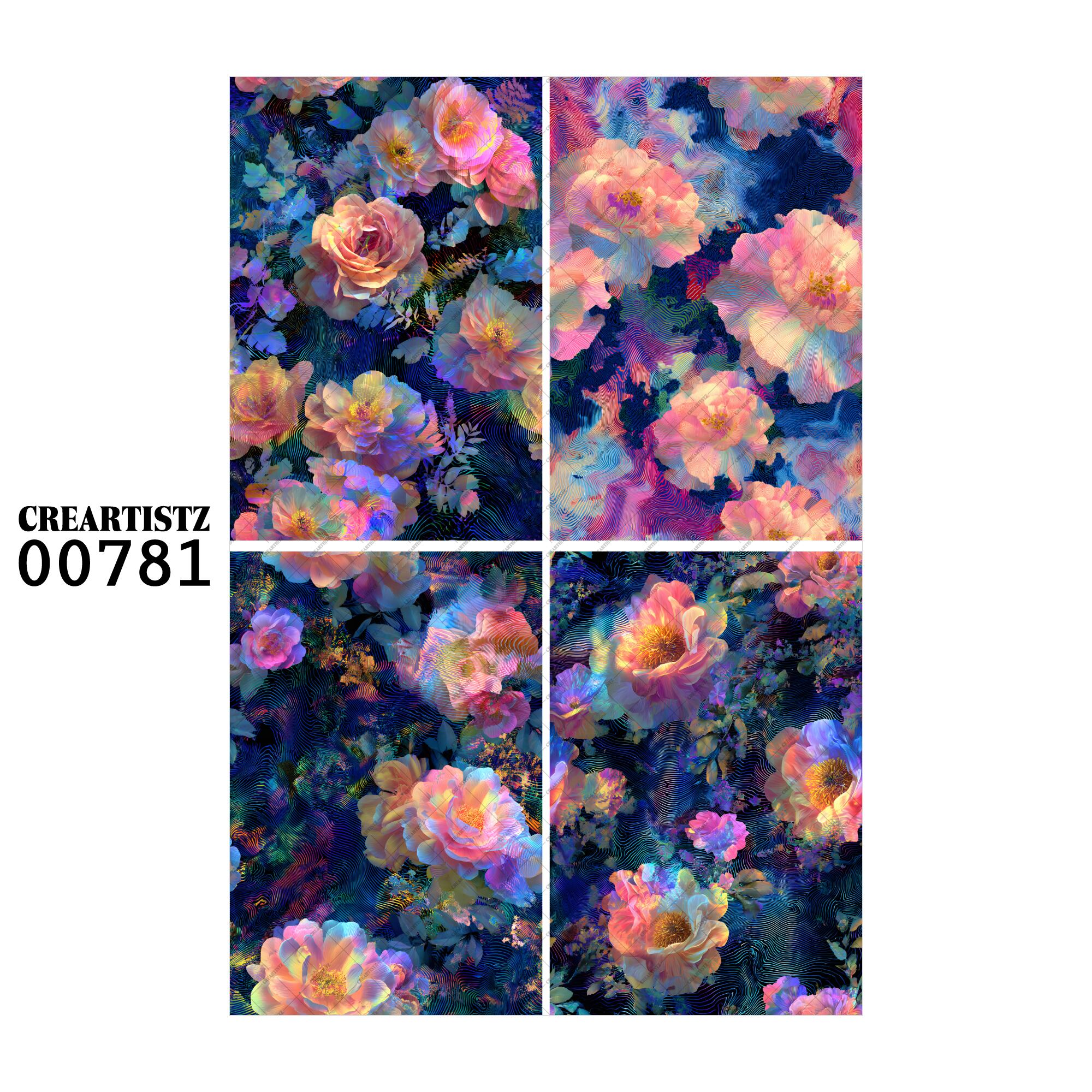00781 背景 コラージュ素材 オリジナル 12枚セット (4種類×3枚) ペーパー/ステッカー CREARTISTZ