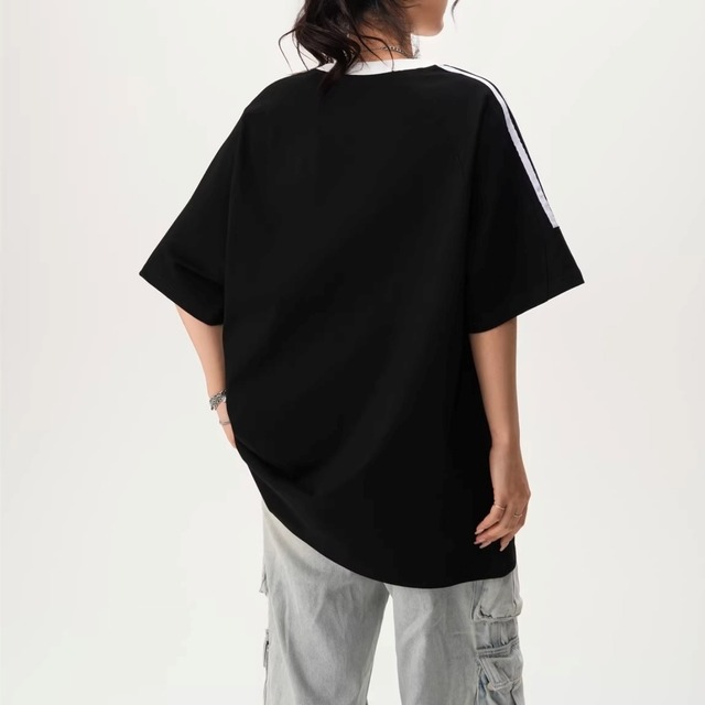 サイドラインルーズフォルムリンガーTシャツ 4col   R01932