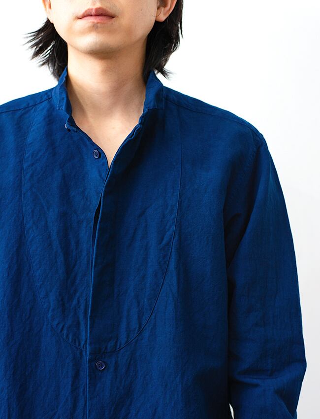 aulico : COTTON LINEN SHIRT / NAVY
