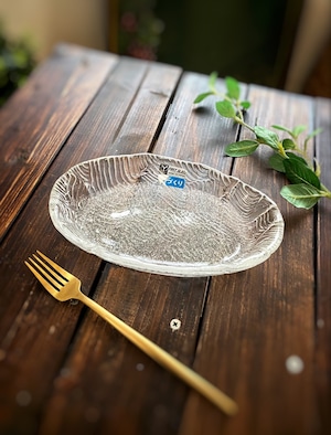 ガラス製 手作り楕円鉢