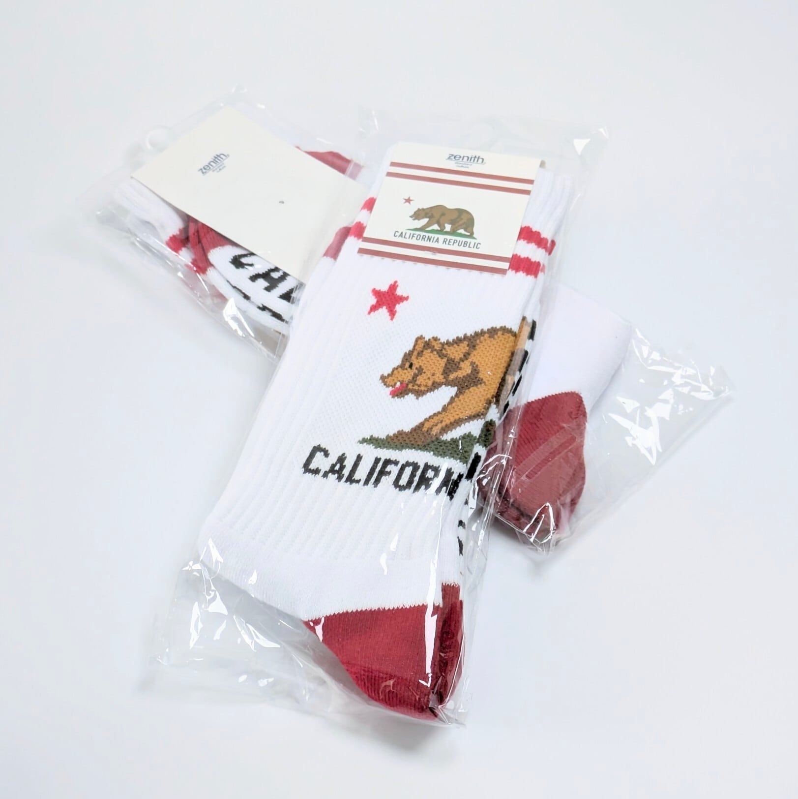 【 Crew Socks / クルーソックス 】 The State of California  / カリフォルニア州旗 / The Golden State / CALIFORNIA REPUBLIC / カリフォルニアグリズリー〚アメリカン雑貨 アメトイ〛
