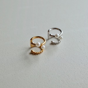 Double Pearl&Twist Ear Cuff [WM-EC039]