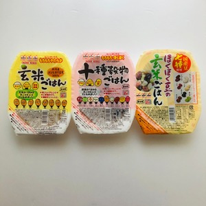 【１箱】玄米ごはん・十種穀物ごはん・ほくほく豆の玄米ごはん　150g×各4パック✕3種