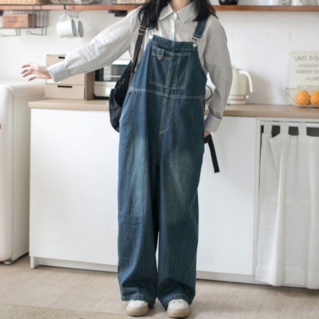 デニムワイドオーバーオール　T0337