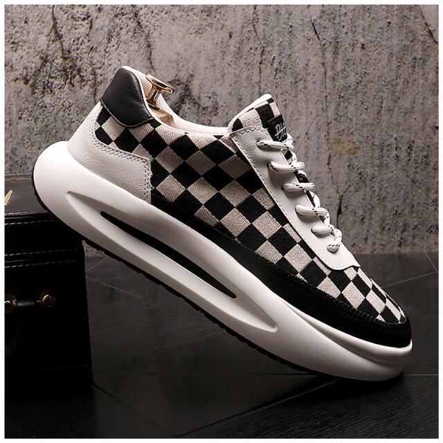 予約販売】ダッドスニーカー 厚底 メンズ アグリースニーカー チェック