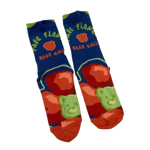 flower bear socks（blue）