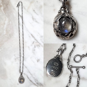 1997's GEORG JENSEN silver year pendant necklace set with labradorite