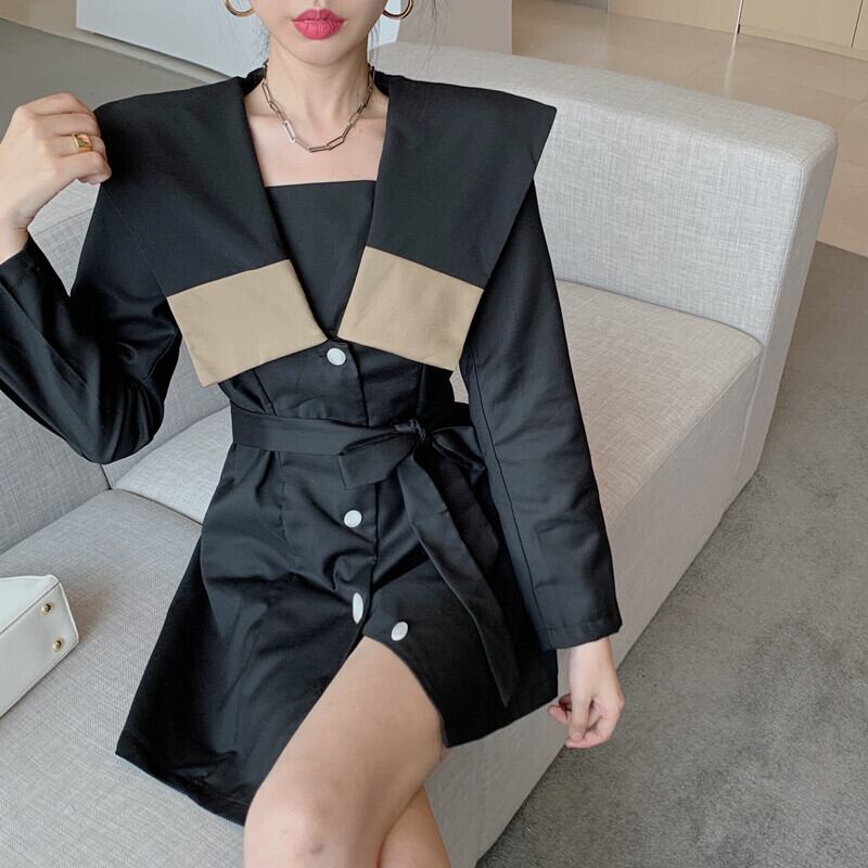 ウェストドレス オータムネイビーカラースカート レース 秋物 レースアップ ガールズファッション89949976781