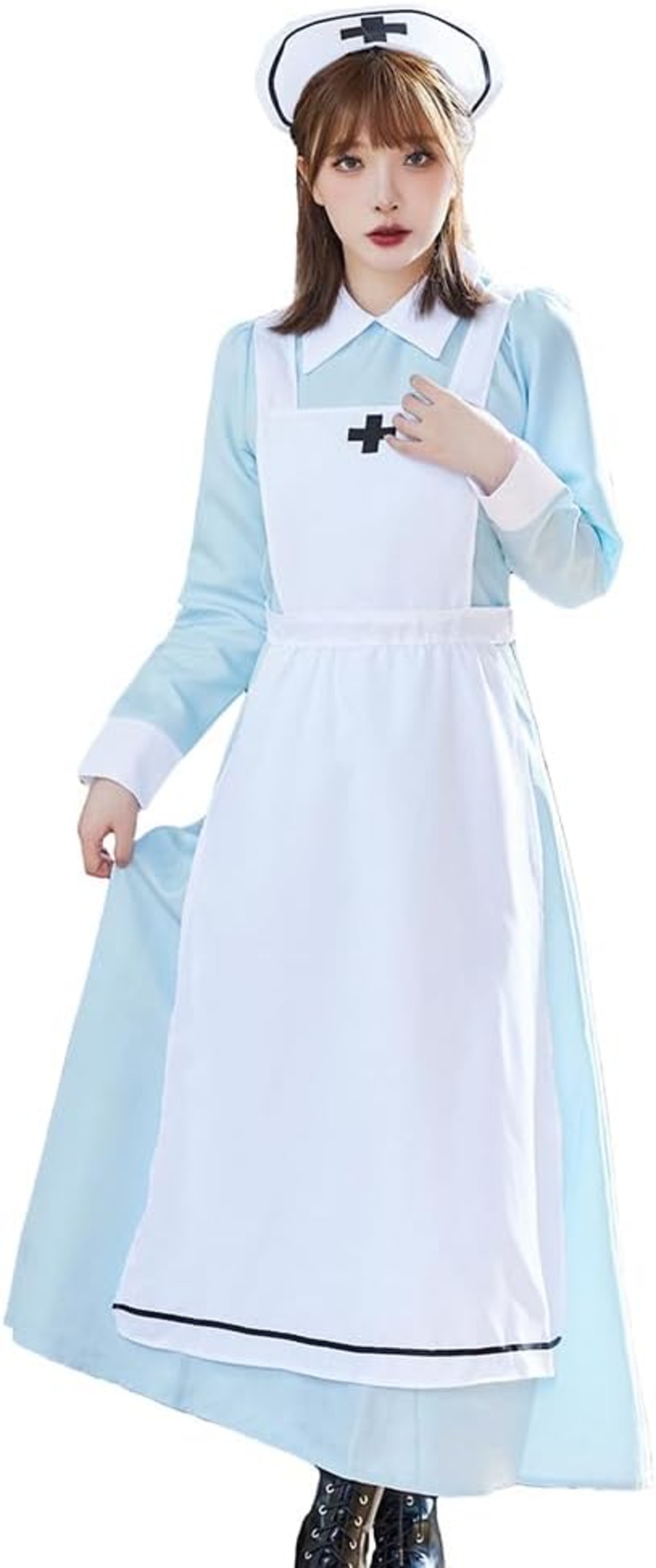 [ブライトララ] ハロウィン コスプレ 仮装 ナース ナース服 ロング ハロウィンコスプレ 女性 レディース | hero01