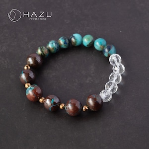 自然美感じる2種のクリソコラ［クリソコラ／水晶／ヘマタイト］