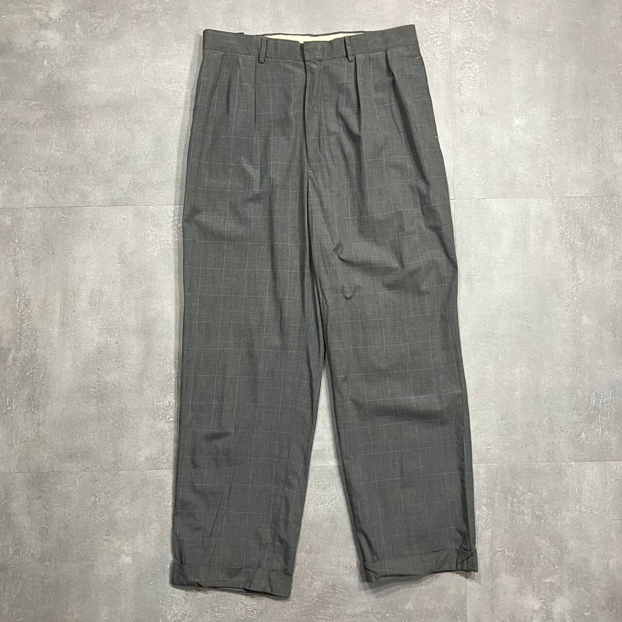 《実寸W33L28》POLO RALPH LAUREN ポロラルフローレン ツータック スラックス チェック 90s no.3860