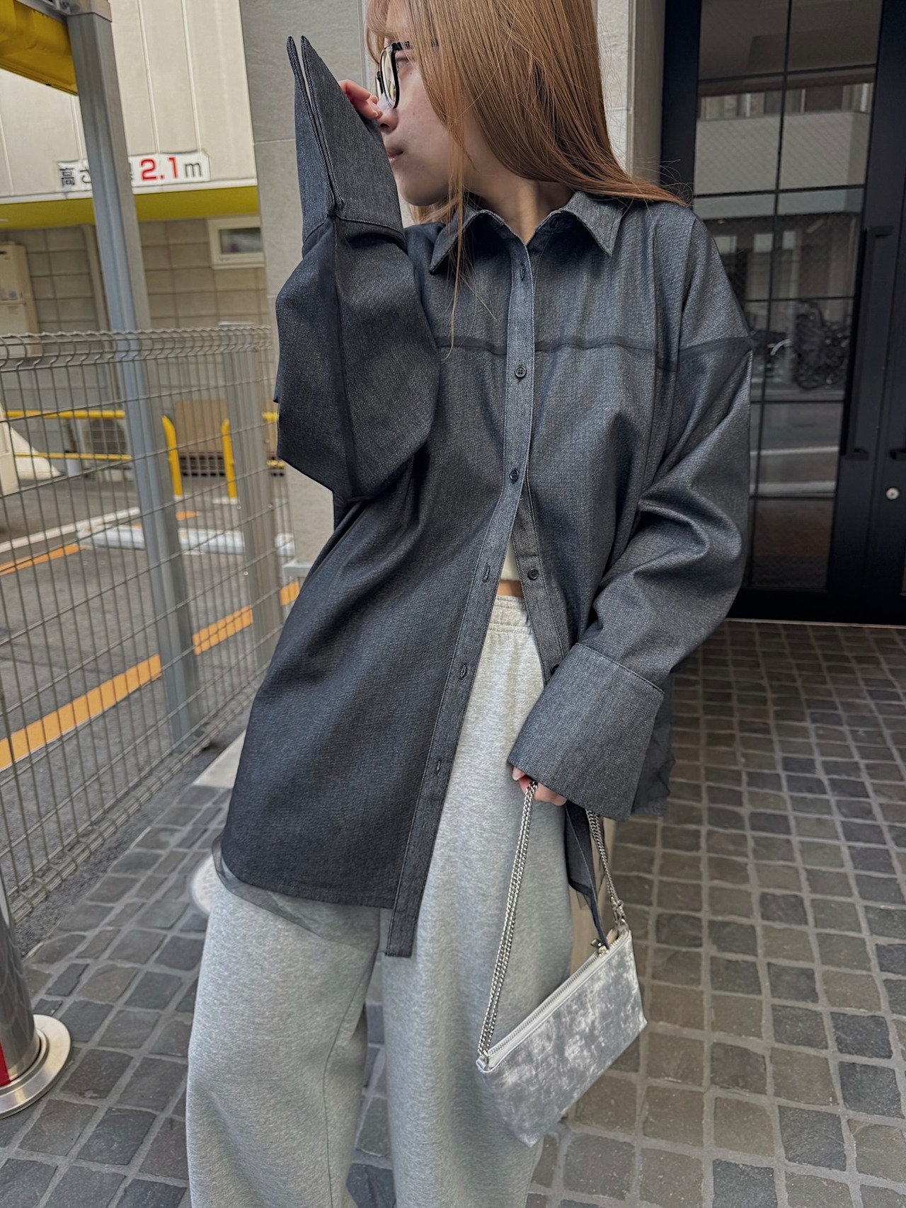 tulle layered big cuff denim SH