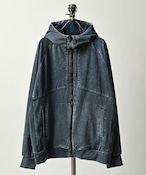 MMMM Jersey denim zip-up hoodie (BLU) 14020M26