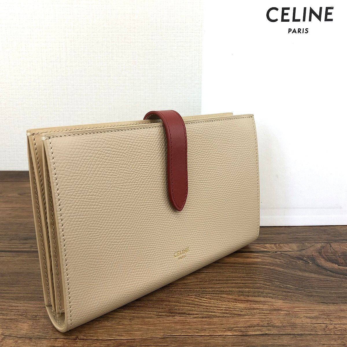 ☆極美品☆セリーヌ　ラージストラップ　バイカラー　二つ折り財布 美品】CELINE セリーヌ ラージ ストラップ ウォレット バイカラー