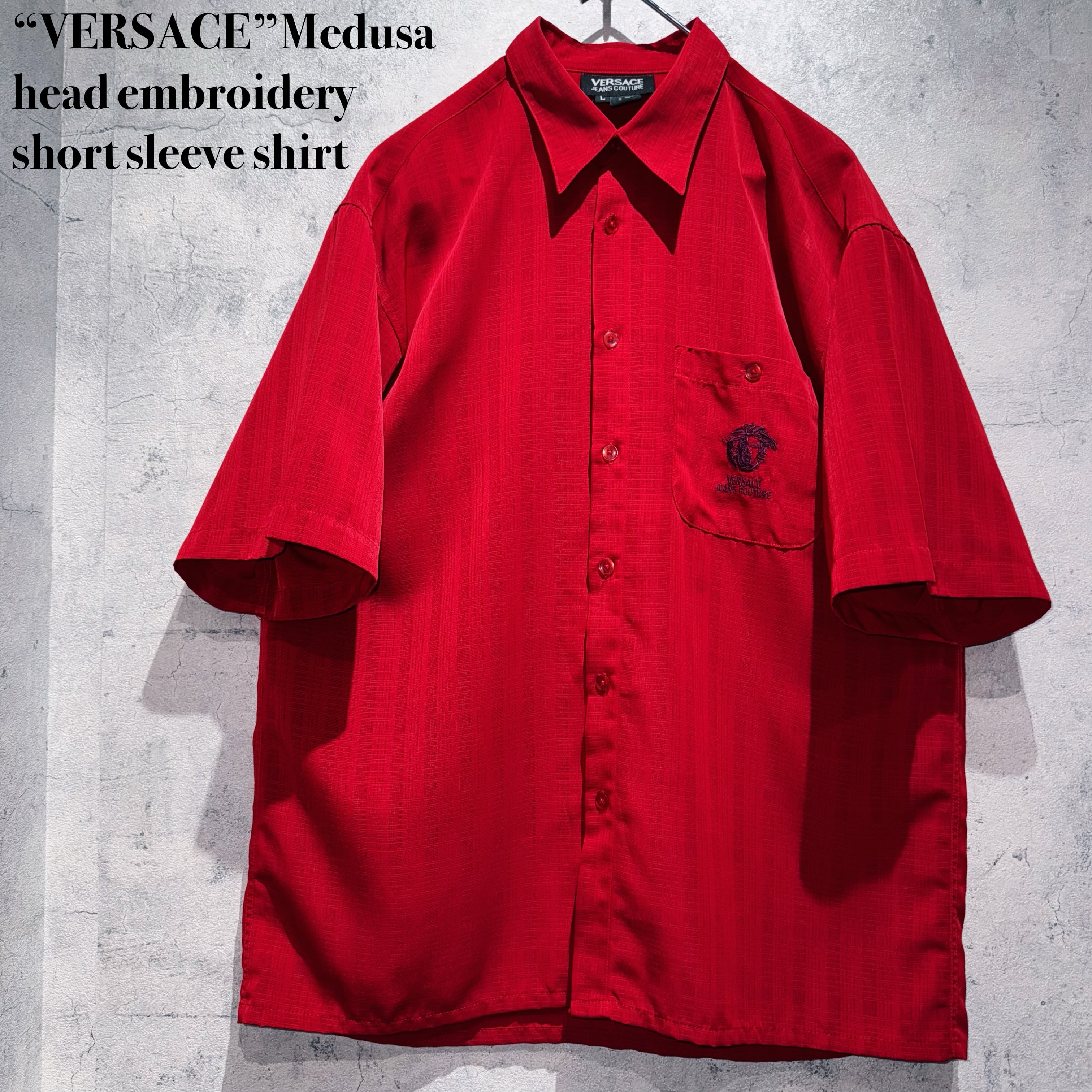 “VERSACE”Medusa head embroidery short sleeve shirt