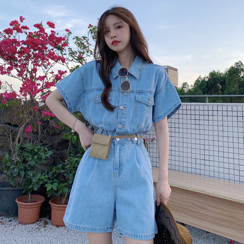 オーバーオール ショーツ レディースサマー薄手ジャンプスーツ オールインワン ワイドレッグ 夏物 ブルマー ワイドパンツ 試着室91964837742