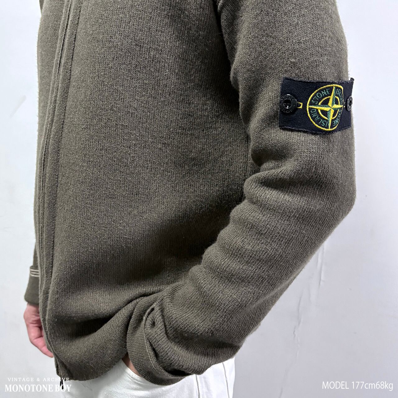 STONE ISLAND 2005AW WOOL NYLON ZIP-UP DRIVER'S KNIT SWEATER