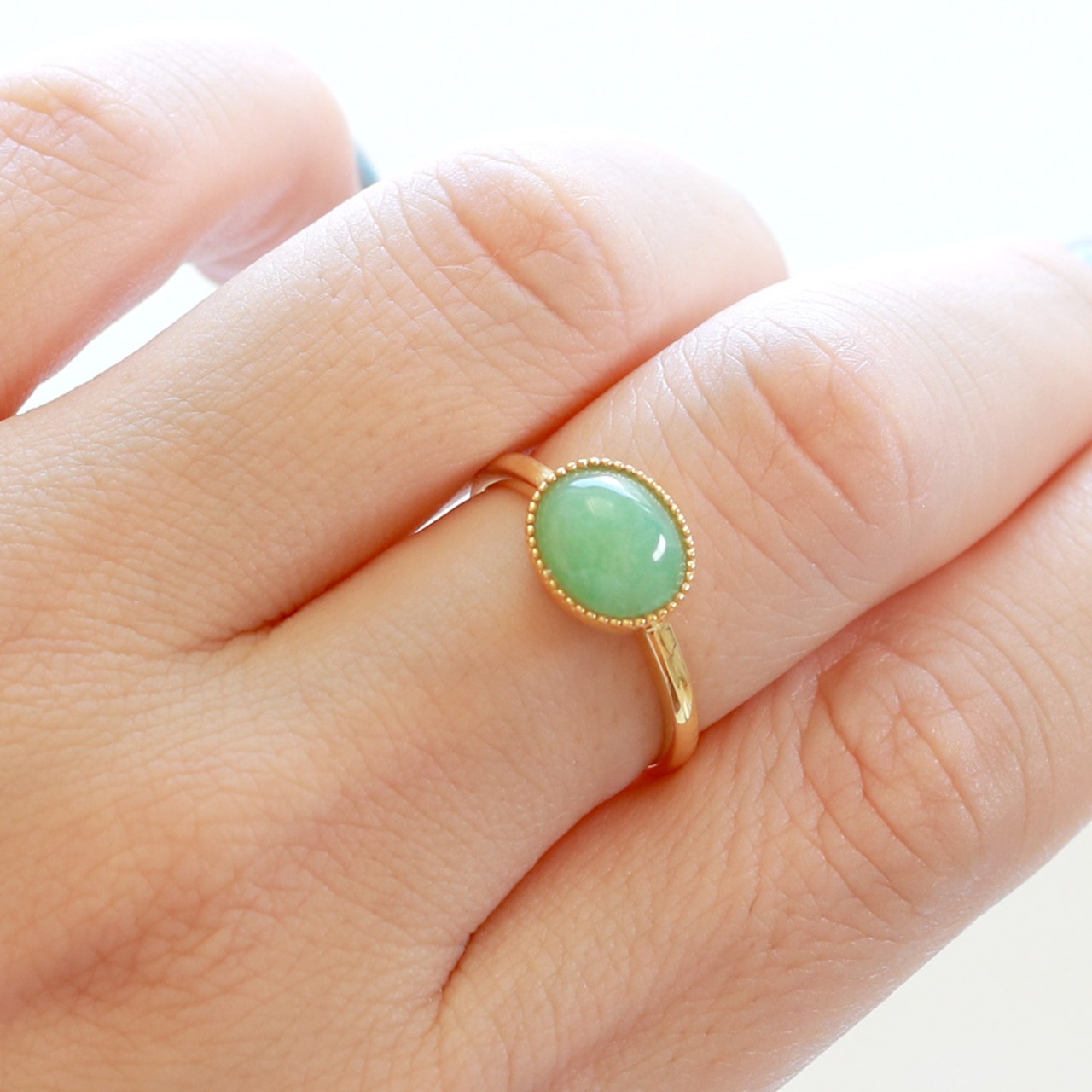 アップルグリーンが魅力的！ 10YG 翡翠 リング14号 jd_rg1836