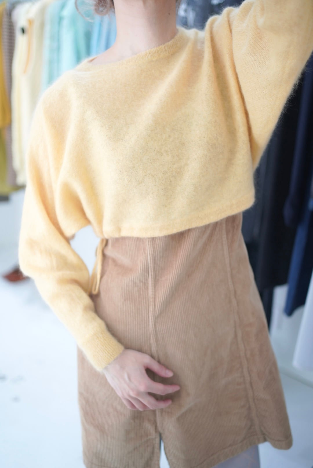 custard yellow short knit