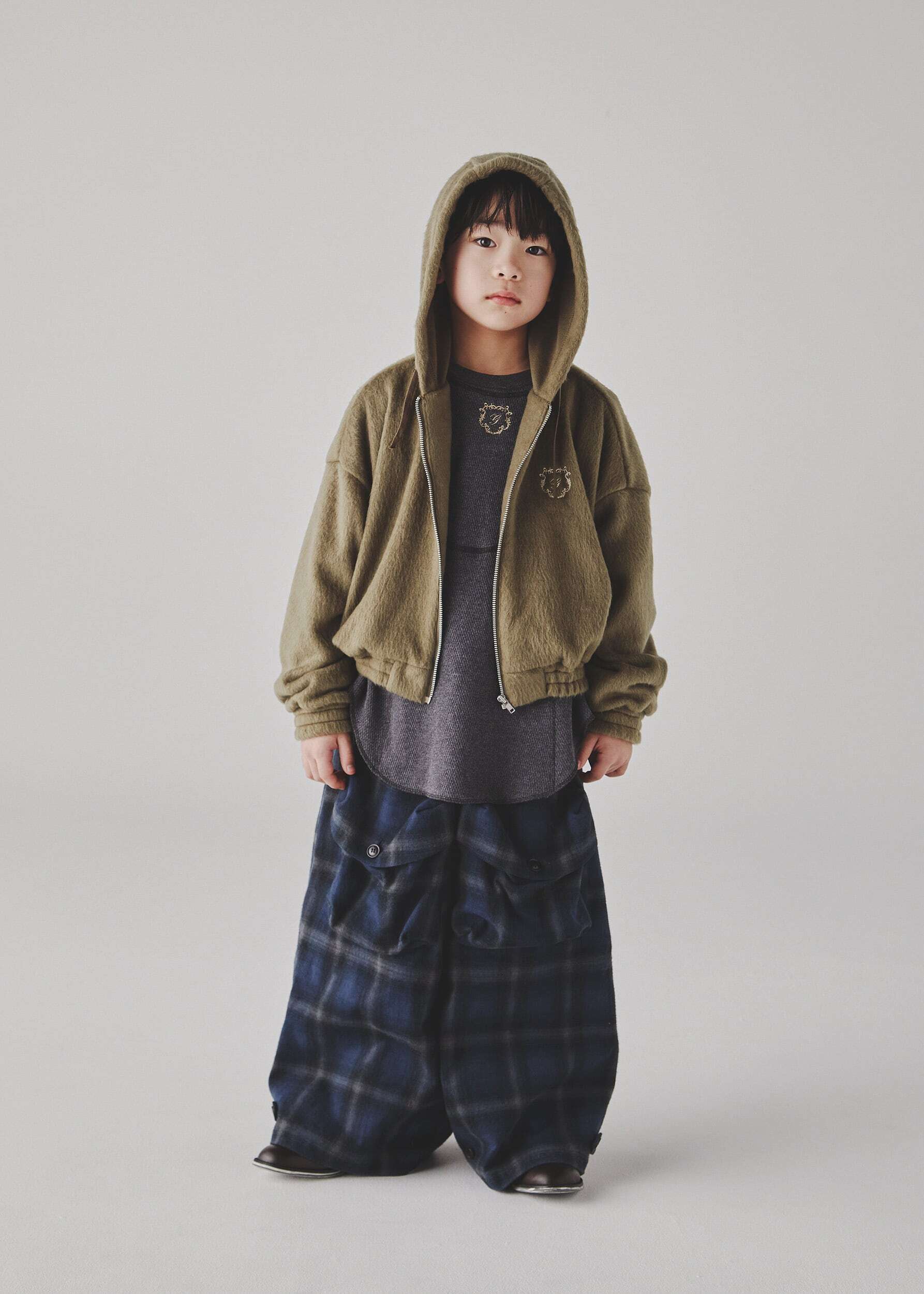 〈 GRIS 25AW 〉 ”Shaggy wide zip fody" "パーカーシャツ" / size L-XL / KHAKI