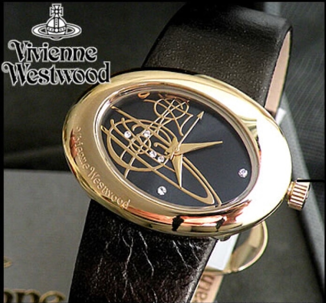 【Vivienne Westwood】レディース腕時計 オーブデザイン ブラック&ゴールド