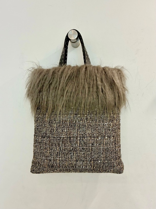 DEUX MILLE ドゥミル　ツイード×フェイクファートート グレー