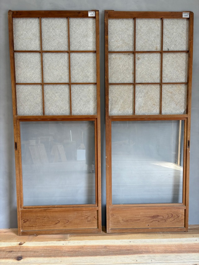 st70 【古建具】 雪見障子2枚組