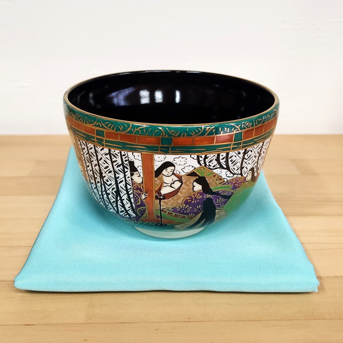 清水焼 捺さ 抹茶茶碗 上山善峰作 仁清写 松林