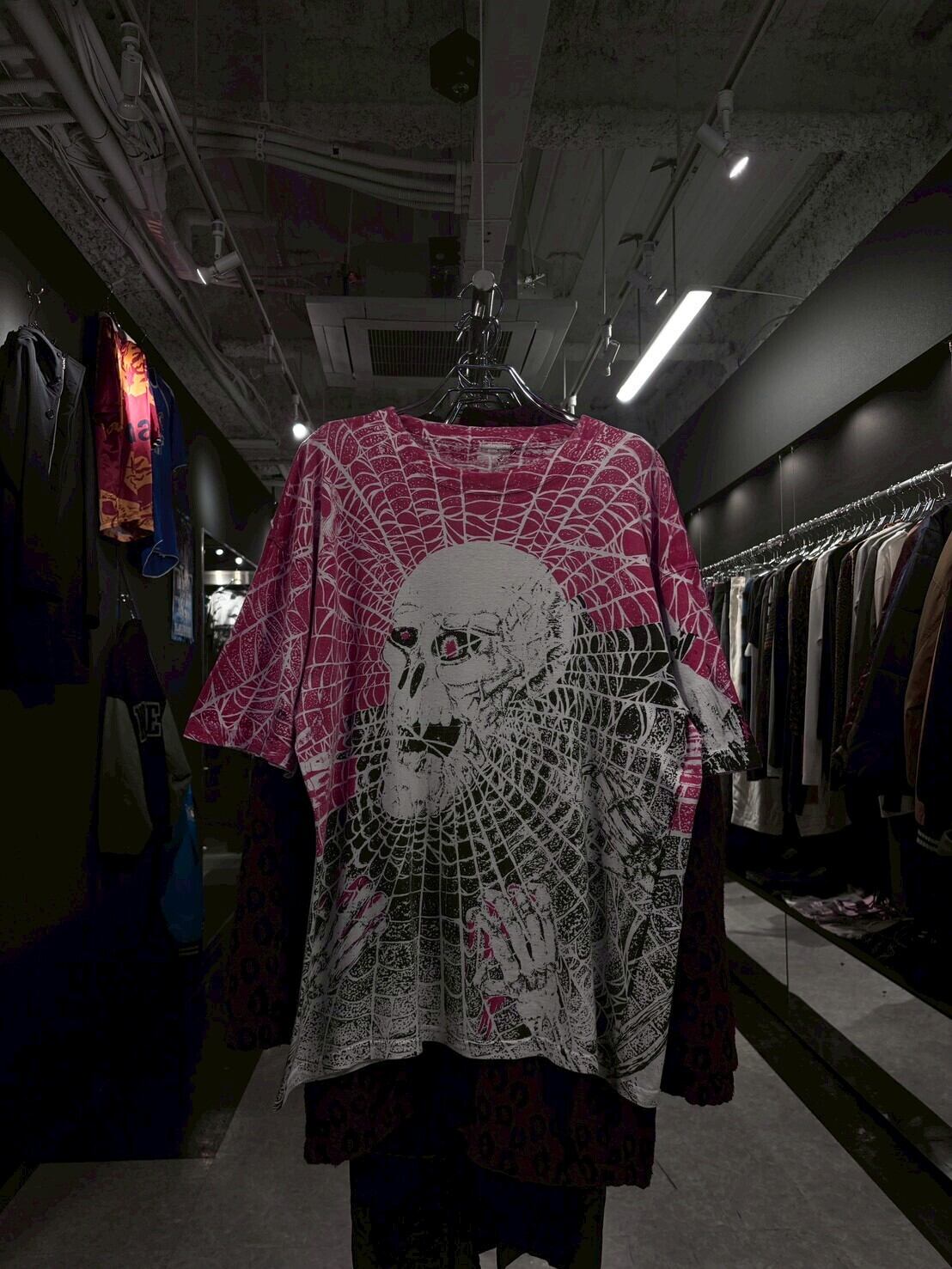 90s MORBID RAGS all over skull&spriderweb print Tshirt/モービッド