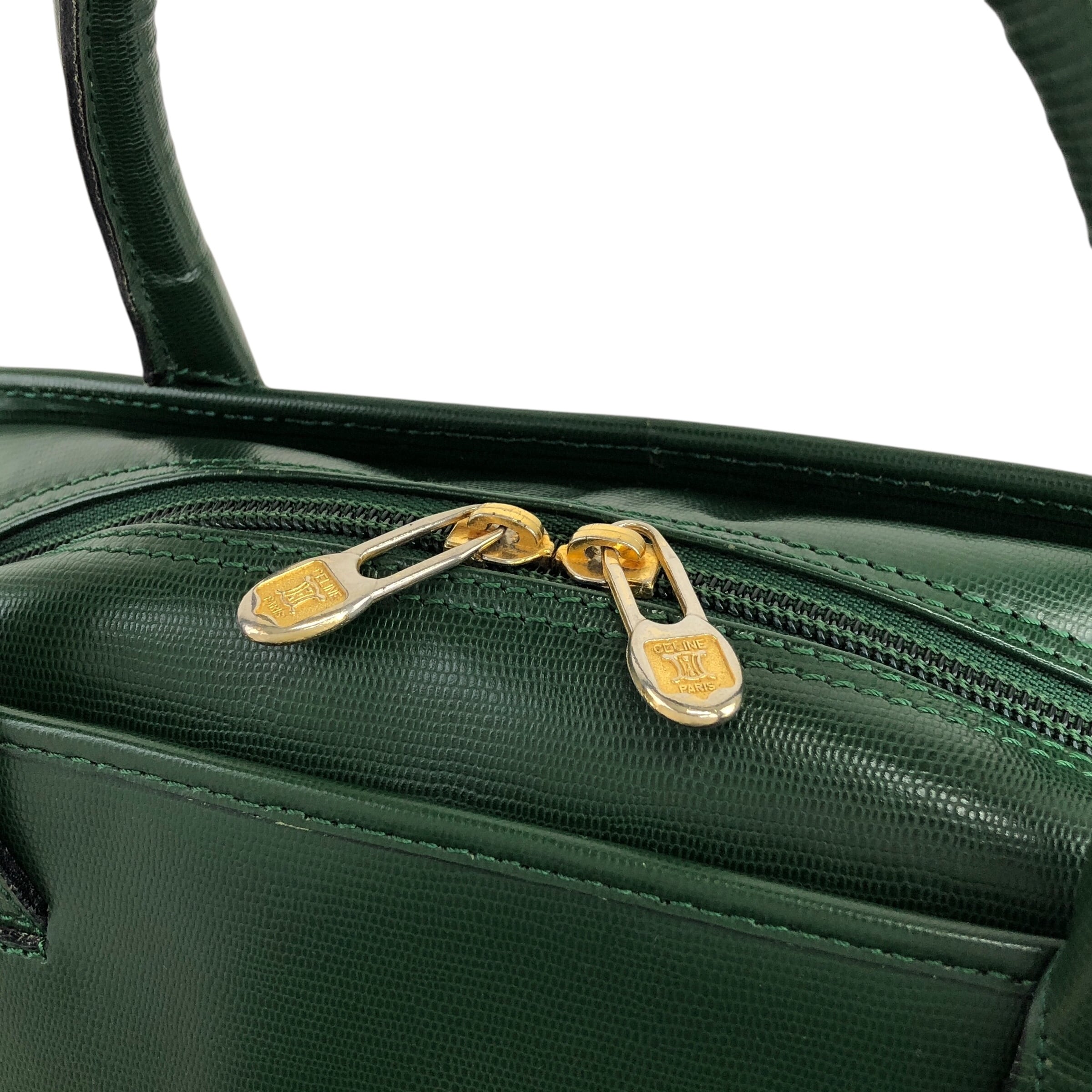 CELINE セリーヌ ハンドバッグ グリーン ロゴ サークル レザー 2way