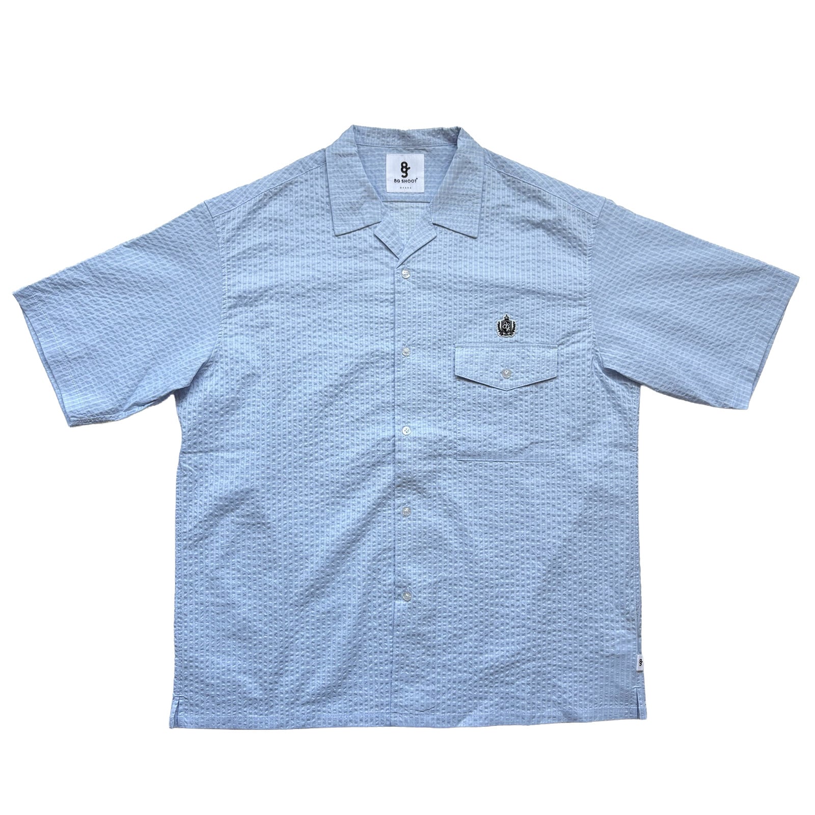 8G DOTAIR COOLMAX SUCKER OPEN COLLAR SHIRT -LIGHT BLUE-