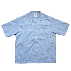 8G DOTAIR COOLMAX SUCKER OPEN COLLAR SHIRT -LIGHT BLUE-