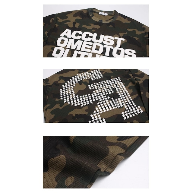 カモフラビッグレタリングロングスリーブTシャツ 1col R02818