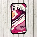 受注生産 iPhoneケース マゼンタと生成りの墨流しマーブル｜紙マーブリング MARB020C