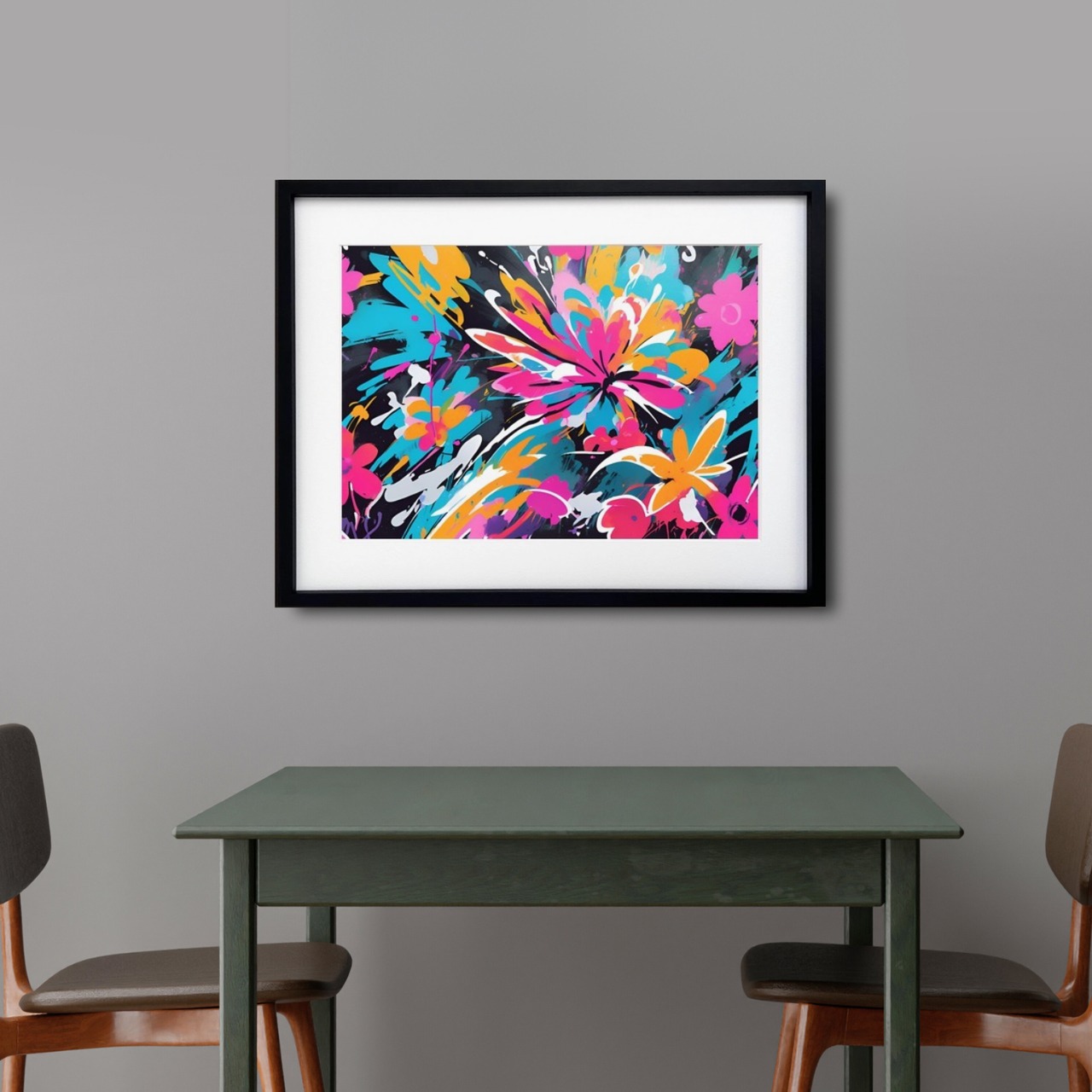 graffiti flower｜グラフィティ×ボタニカルアートポスター｜ストリート感と彩りが映える花のデザインで部屋を華やかにするインテリア作品A2ポスター