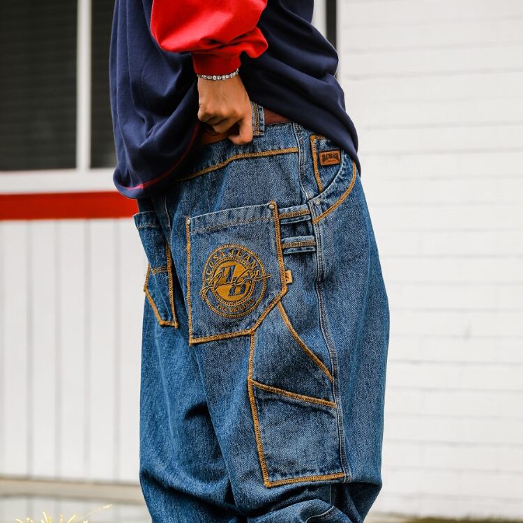 ACUSA刺しゅう入りヒップホップデニムパンツ | mblueshop