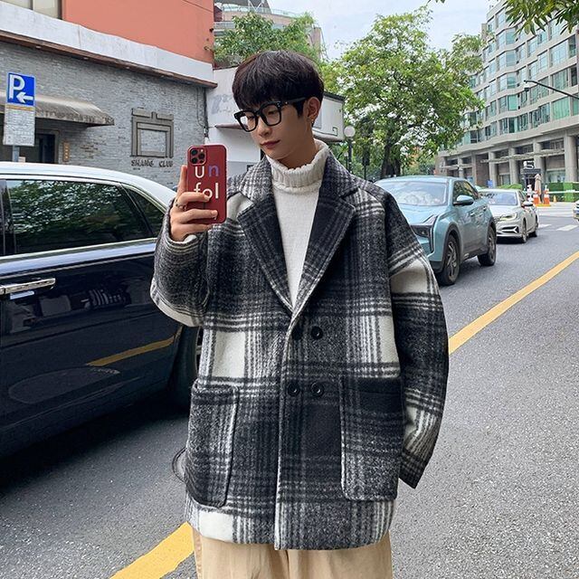 予約販売】ジャケット メンズ チェック柄 グレー ブラウン ドレス