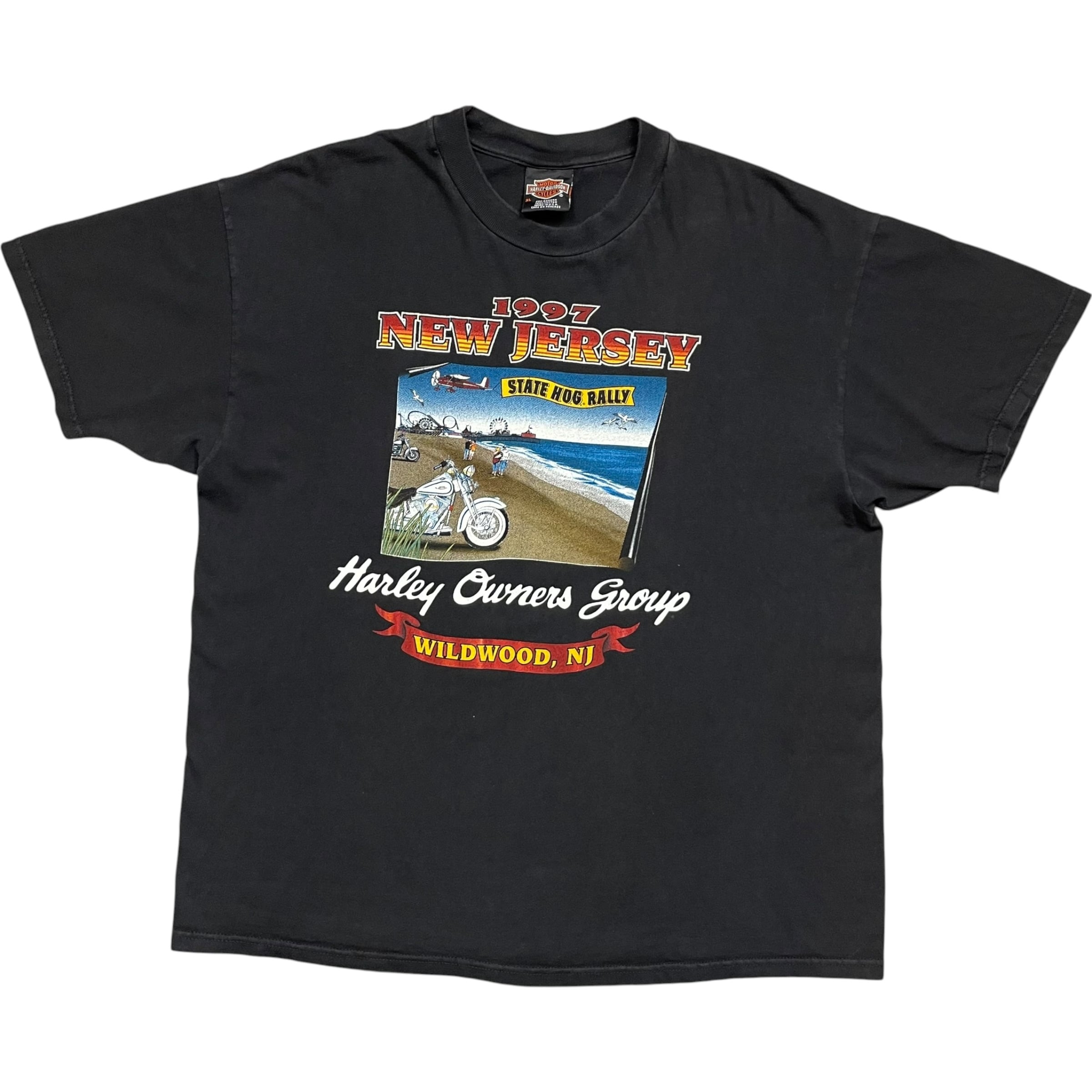 《XL》 Harley-Davidson ハーレーダビッドソン Tシャツブラック プリントデザイン シミ有 USA製 no.10141
