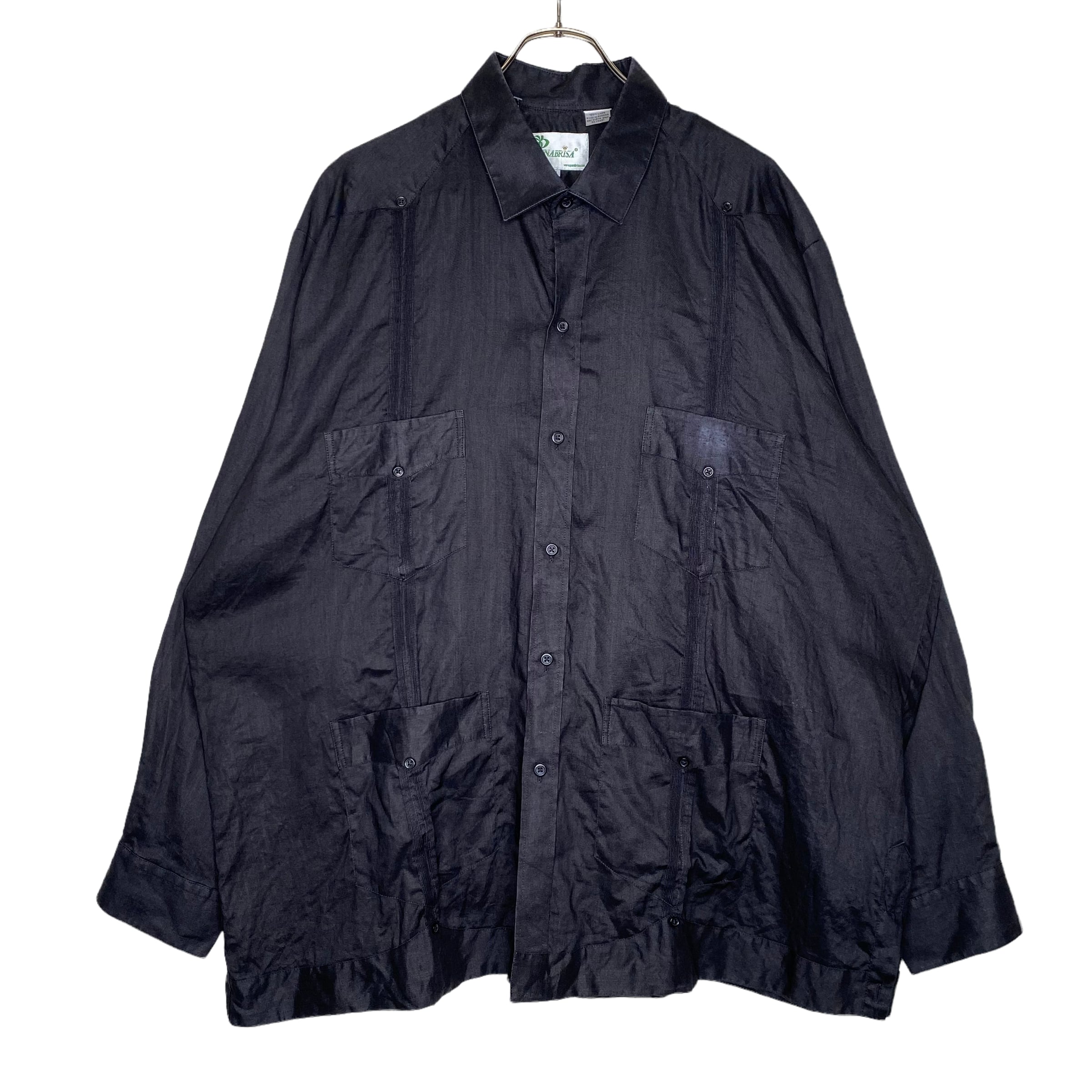 PANABRISA 長袖キューバシャツ 2XL ポケット付き ブラック | 古着屋