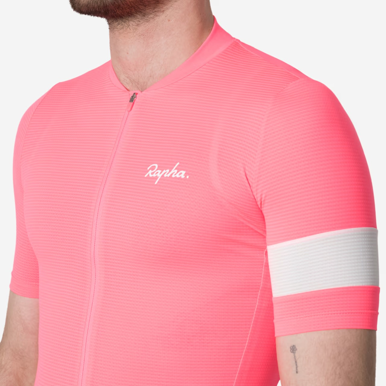 RAPHA Men's Core Lightweight Jersey High-Vis Pink / White Alyssum